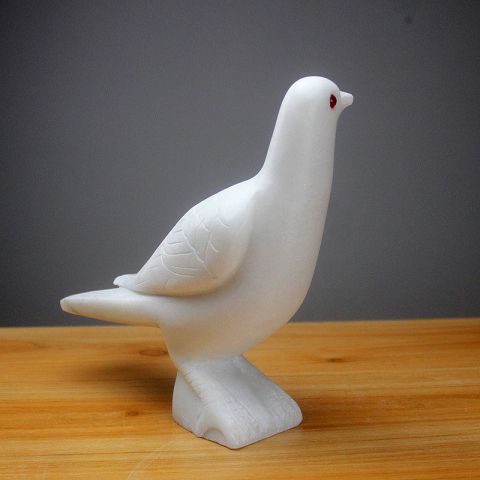 汉白玉石雕鸽子-大理石动物雕塑摆件