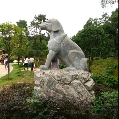生肖狗石雕-公园园林12生肖动物摆件