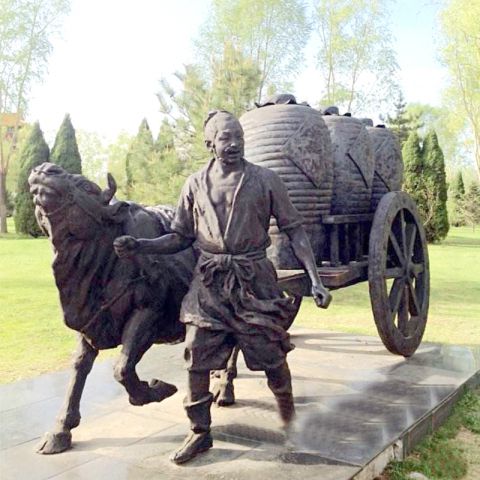牛车情景雕塑-公园历史文化景观雕塑小品