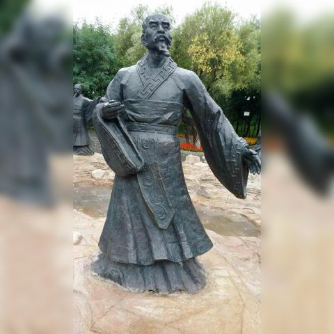 庄子铜雕塑-纯铜铸造公园历史文化名人雕像