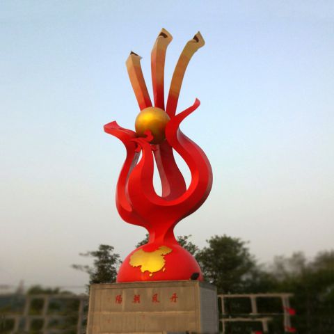 中国不锈钢凤凰雕塑-丹凤朝阳公园抽象动物景观