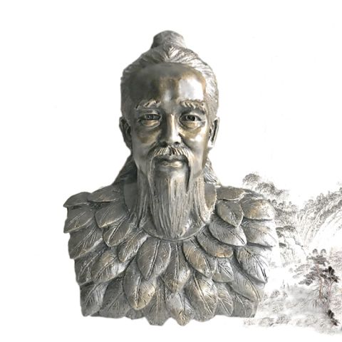 伏羲头像雕塑-神话人物铜雕肖像