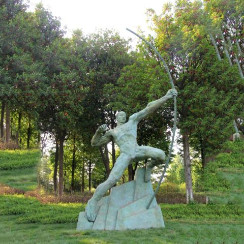 霸气的后羿射日雕塑-公园园林神话故事人物雕塑