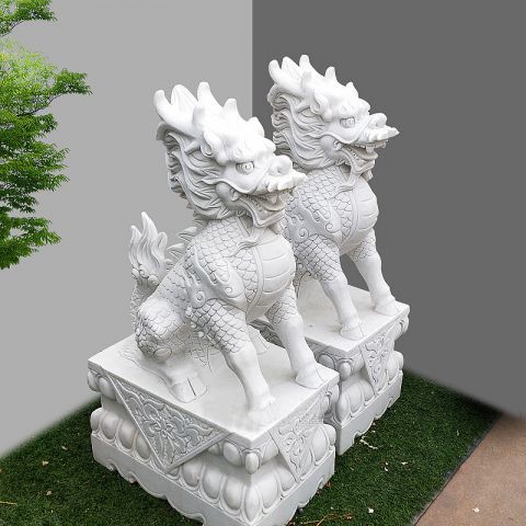 大理石雕刻麒麟-看门瑞兽吉祥神兽动物雕塑