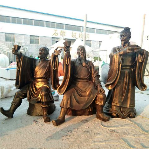桃园三结义人物雕塑-玻璃钢仿铜三国人物雕像