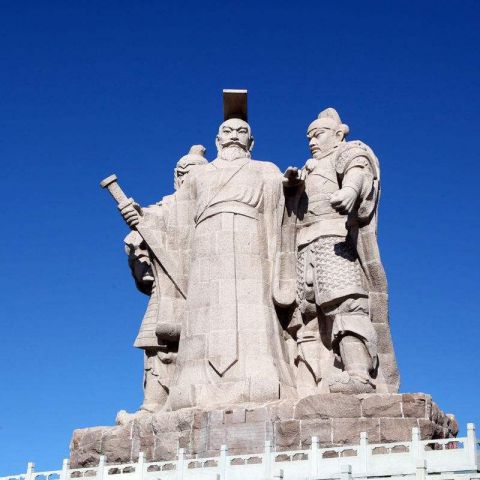 汉武帝景观石雕像-景区景点古代帝王情景景观雕塑