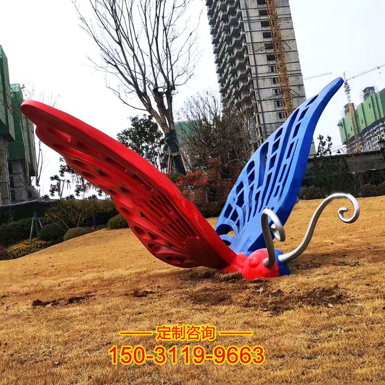 不锈钢蝴蝶雕塑-彩绘公园动物雕塑景观摆件