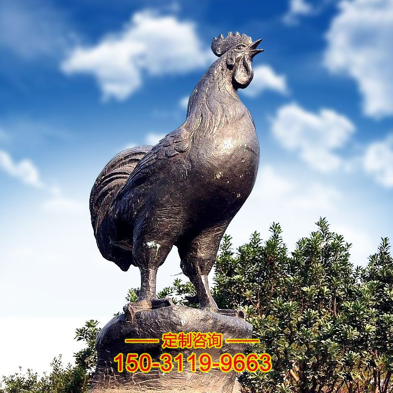 铜雕公鸡龙8官网-大型生肖动物鸡景观龙8官网
