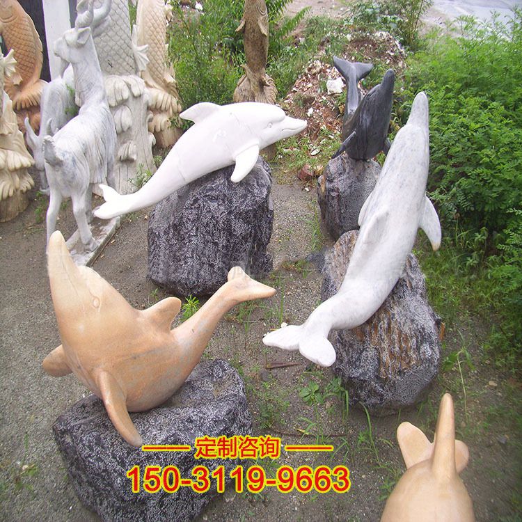 海豚海洋动物石雕摆件