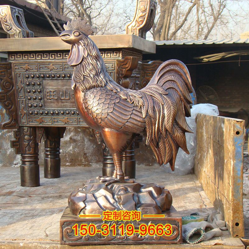 生肖鸡铜雕塑-大型12生肖动物雕塑