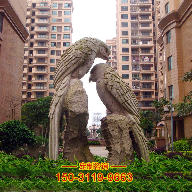 鹦鹉石雕-小区园林动物景观雕塑