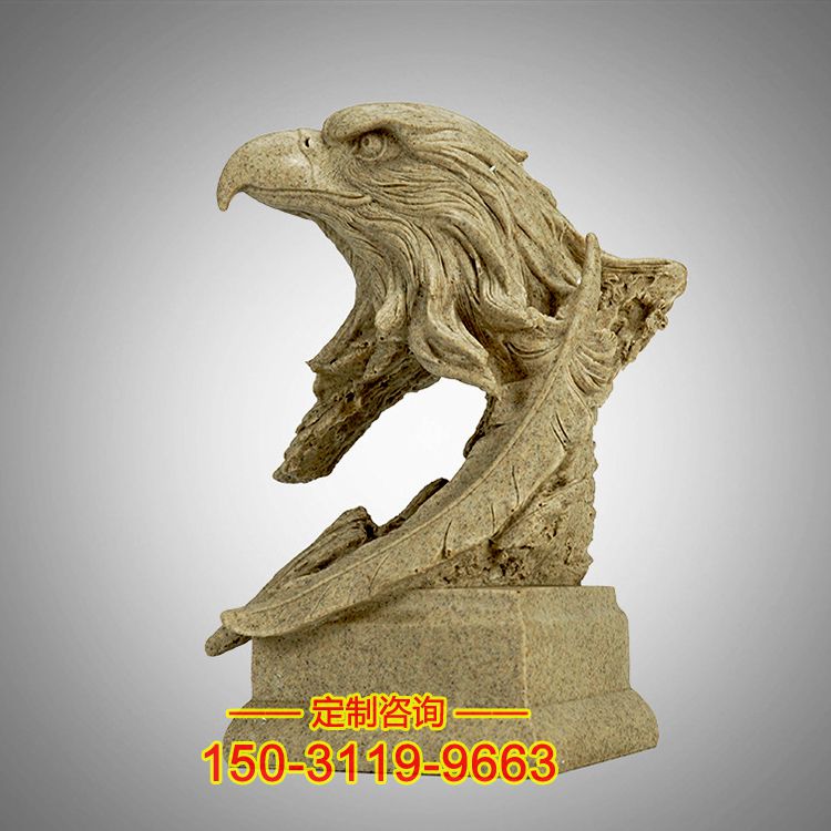 大理石鹰头雕塑-西方创意鸟类动物雕塑摆件