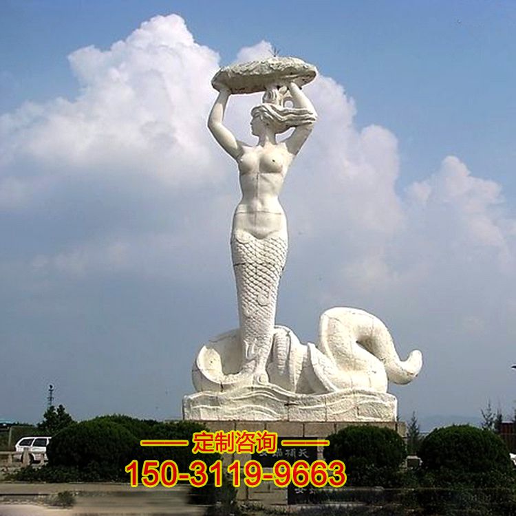 汉白玉女娲补天景观石雕-景区景点大型神话人物石雕像