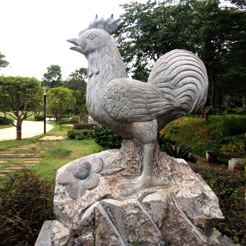 石雕鸡-大理石公园园林生肖动物雕塑