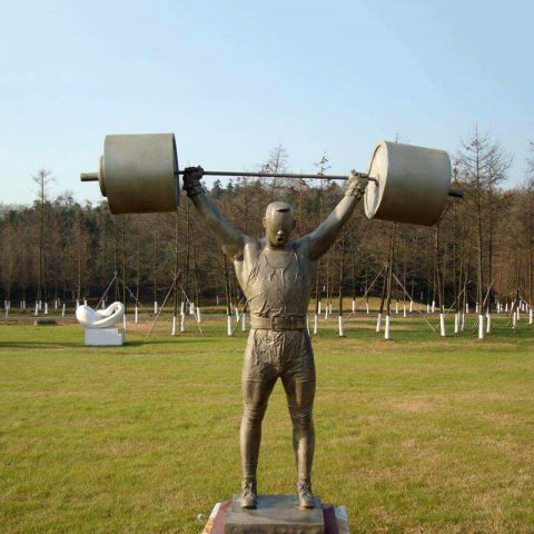 举重运动人物铜雕-纯铜铸造公园景观人物雕塑摆件