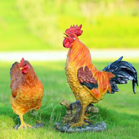 仿真鸡玻璃钢雕塑-农村庭院农家院鸡雕塑摆件