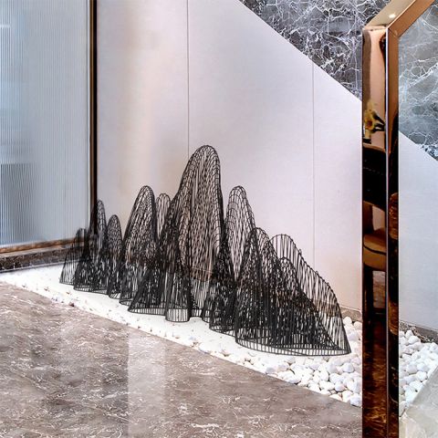 不锈钢抽象假山-售楼部室内装饰小型假山
