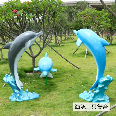 玻璃钢海豚雕塑-公园水景海洋动物摆件