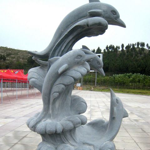 青石海豚广场动物石雕景观