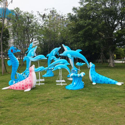 海洋动物雕塑-海洋馆玻璃钢彩绘仿真动物