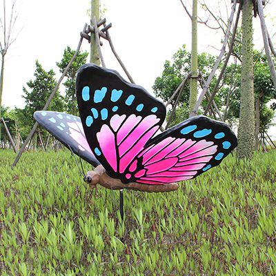 玻璃钢仿真蝴蝶雕塑-公园草坪花丛小动物摆件