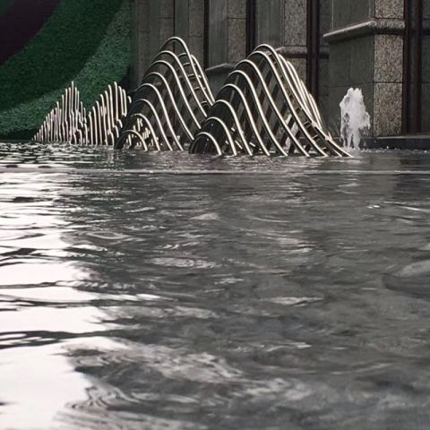 不锈钢室内假山雕塑-流水水景装饰雕塑