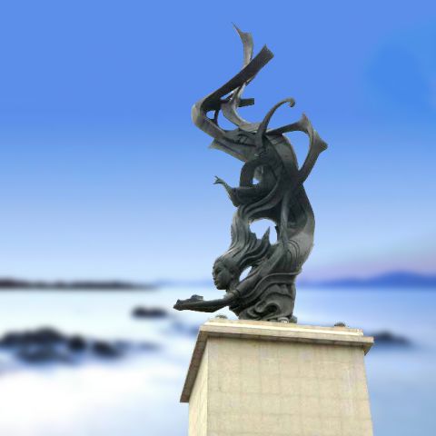 精卫填海铜雕塑-景区园林神话人物情景雕塑