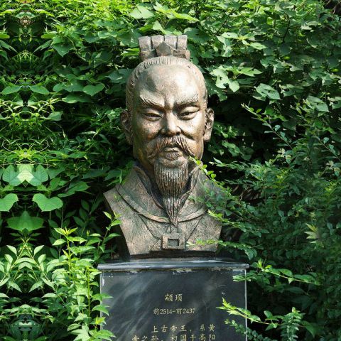 颛顼铜雕头像-中国上古人物纯铜五帝雕塑