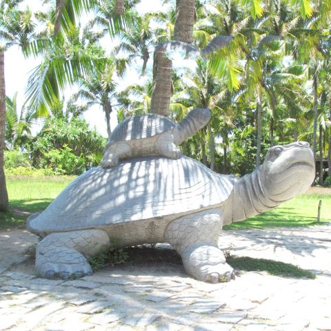 石雕乌龟父子-公园海洋动物海龟大理石雕塑