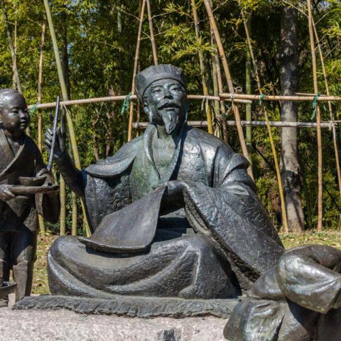 书圣王羲之情景雕塑-公园历史文化名人著名书法家雕塑