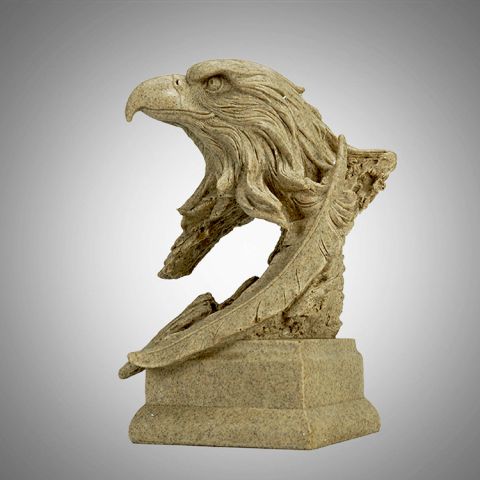 大理石鹰头雕塑-西方创意鸟类动物雕塑摆件