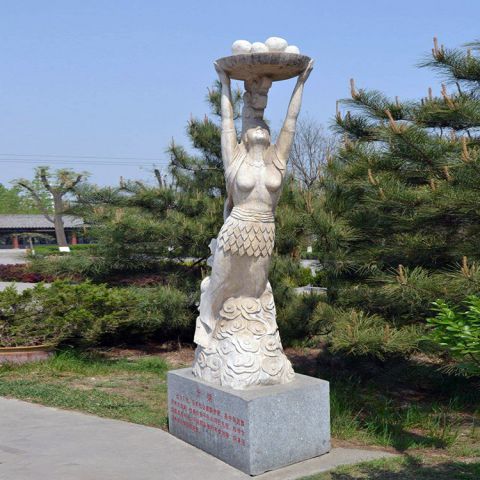 女娲石雕像-公园园林汉白玉神话人物雕塑