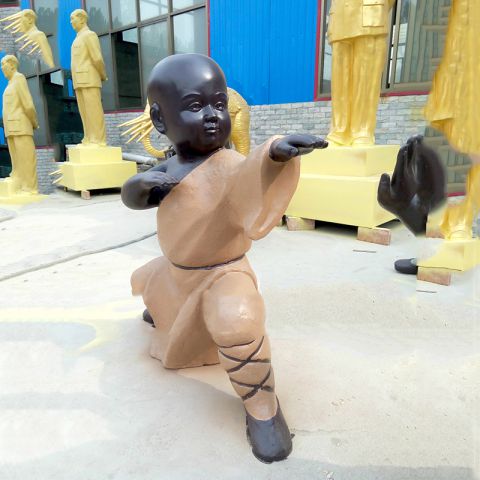 功夫和尚-玻璃钢中国功夫打拳人物彩绘雕塑
