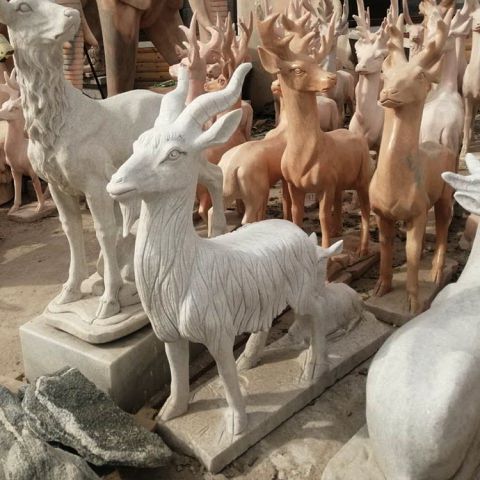 大理石羊公园园林动物雕塑摆件