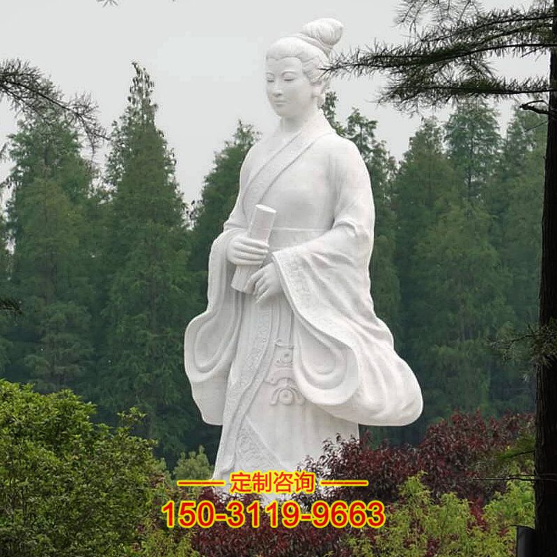 汉白玉息夫人石雕像-公园景区园林历史人物美女息妫雕像