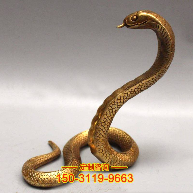 鎏金蛇雕塑-纯铜铸造生肖动物雕塑摆件