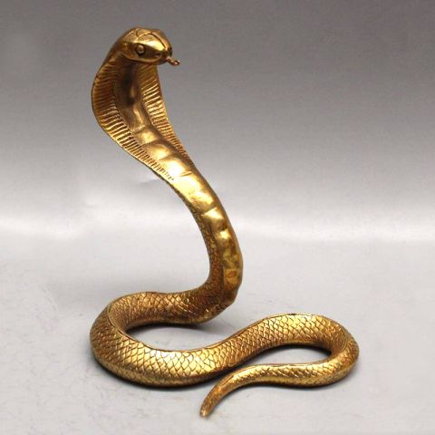 铸铜蛇雕塑-12生肖鎏金动物雕塑装饰摆件