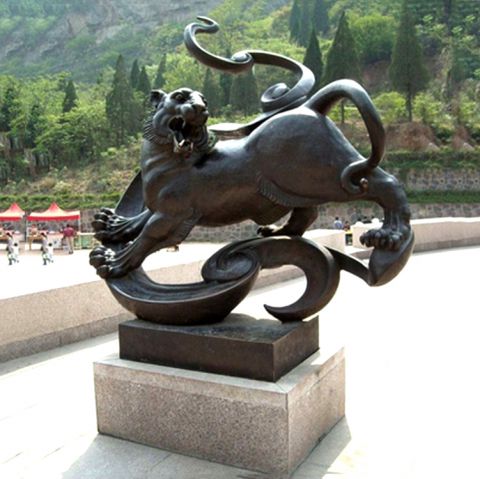 白虎铜雕-景区广场上古神兽动物铜雕