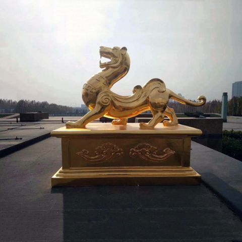鎏金白虎铜雕塑-城市广场四大神兽动物雕塑
