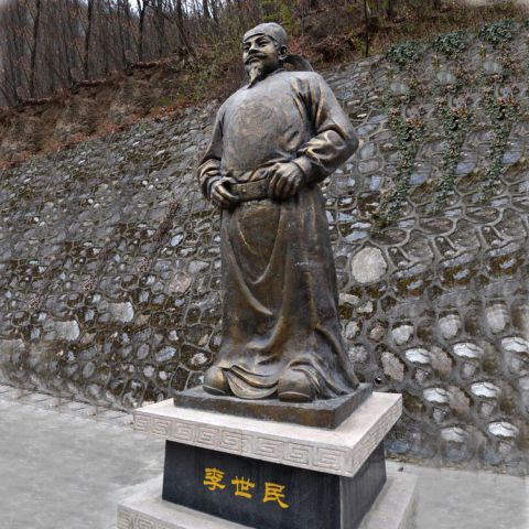 李世民铜雕像-中国历史名人古代帝王铸铜雕塑