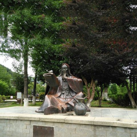陶渊明坐姿雕塑-历史名人著名诗人公园人物铜雕