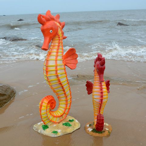 玻璃钢海马雕塑-海洋馆水景装饰工艺品摆件动物摆件