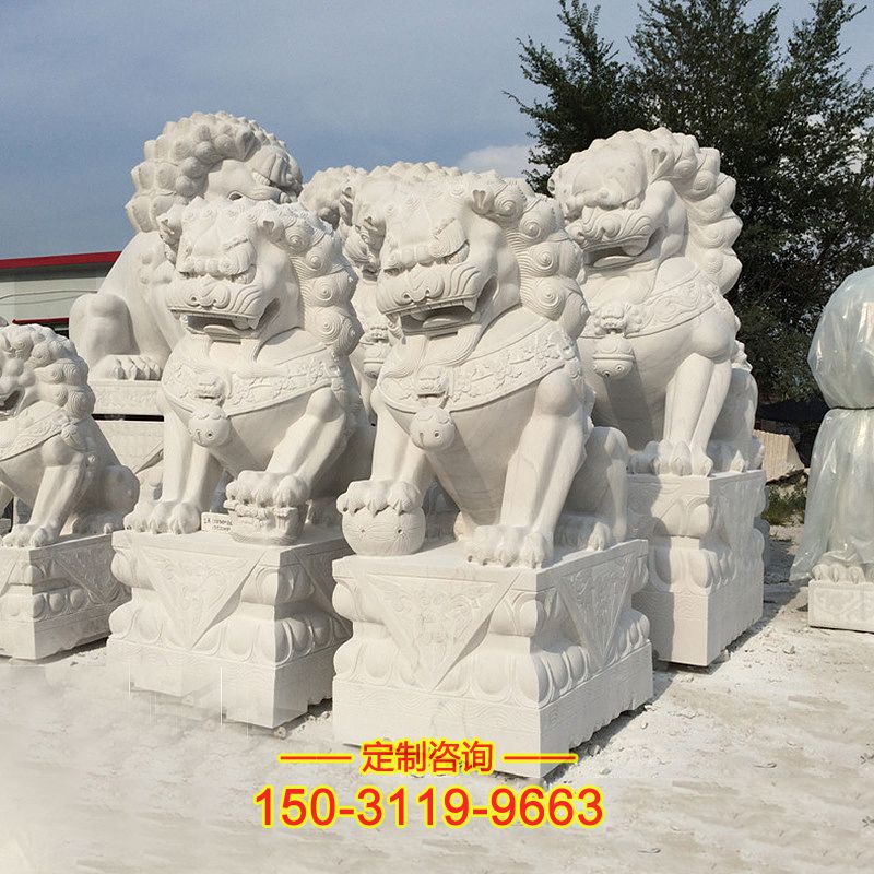 汉白玉北京狮子雕塑-商场超市门口狮子石雕