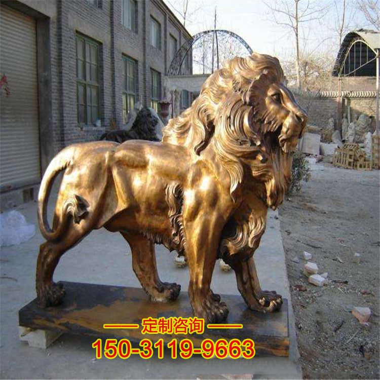 西洋狮子铜雕-纯铜铸造西方狮子动物龙8官网