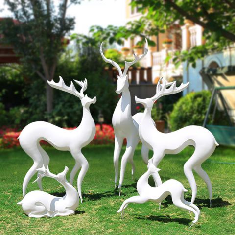 抽象创意梅花鹿摆件-户外玻璃钢动物雕塑园林景观小区售楼处装饰鹿雕塑