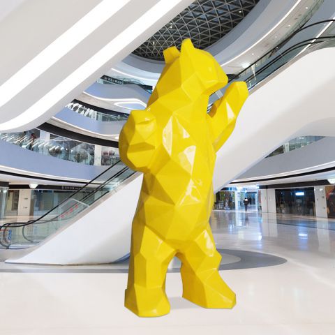 抽象熊雕塑-大型玻璃钢卡通动物商业街抽象景观雕塑