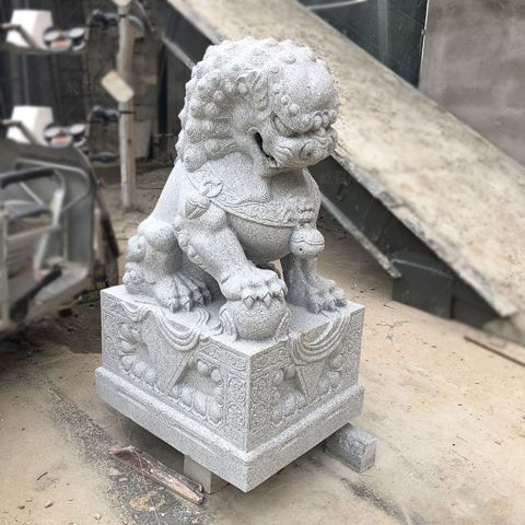 小狮子石雕摆件-大理石雕刻传统狮子动物雕塑