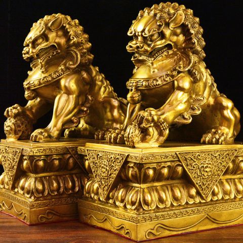 铜雕故宫狮子-鎏金天安门狮子铸铜雕塑