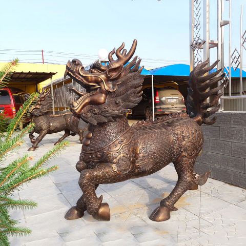 纯铜麒麟摆件-企业庭院家用神兽动物雕塑摆件