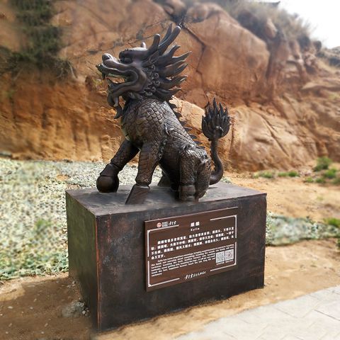 瑞兽麒麟铜雕-中国上古四灵兽之麒麟雕塑
